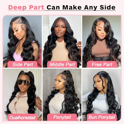 12 Inch 13X6 Body Wave Lace Front Wigs Human Hair 12A 250% Density Lace Frontal Wigs Glueless Wigs HD Lace Front Wigs Plucked with Baby Hair Natural Color