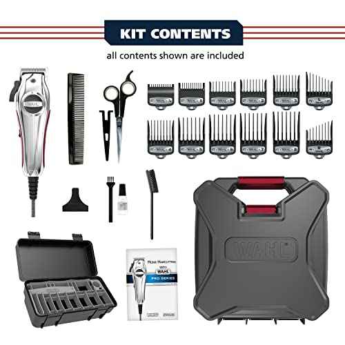 Wahl USA Pro Ultra Quiet High Torque Corded Hair Clipper for Ultra Quiet Operation and Cooler Operating Temperatures, Metal Housing with Bonus Hair Clipping Guard Caddy - Model 3000097