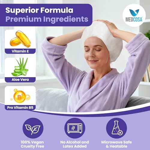 Medcosa Shampoo Caps No Rinse - Shampoo Caps for Bedridden Patients - Hassle-Free Hair Washing Cap for Elderly - Aloe, Vitamin E, Chamomile - 5-Pack