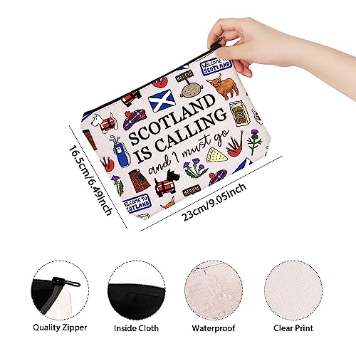 TSOTMO Scotland Makeup Bag Gift Edinburgh Gift Scotland Is Calling And I Must Go Zipper Bag Gift For Scottish (SCOTLAND)