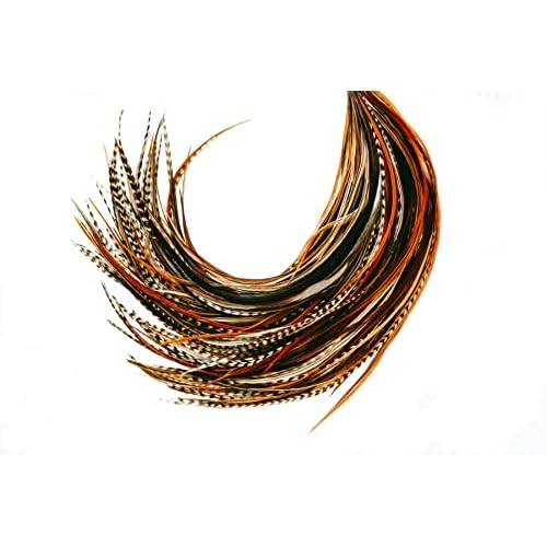 50 Natural Color Hair Extensions ? 7¡±?11¡± Long ? DIY Rooster Kit with 50 Micro-Link Beads ? 100% Real Feathers ? Eye-Catching Boho Style