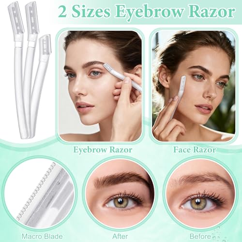 6 in 1 Eyebrow Trimmer Kit, Include Face Razor, Eyebrow Scissors, Tweezer, Double-Ended Eye Brow Brush for Women Men, Gifts for Stocking Stuffers - Transparent