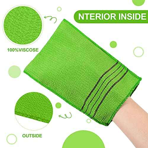 Tatuo 12 Pieces Korean Exfoliating Mitt Glove Italy Towel Body Skin Scrubber Exfoliating Scrubber for Remove Dead Skin Washcloth Korean(Small,Yellow, Green, Blue, Pink)