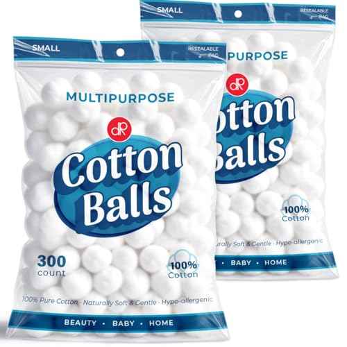 DecorRack 600 ct Small Cotton Balls, 100% Pure Natural Cotton, for Make-Up, Nail Polish Removal, Pet Care, Soft and Absorbent (Pack of 600)