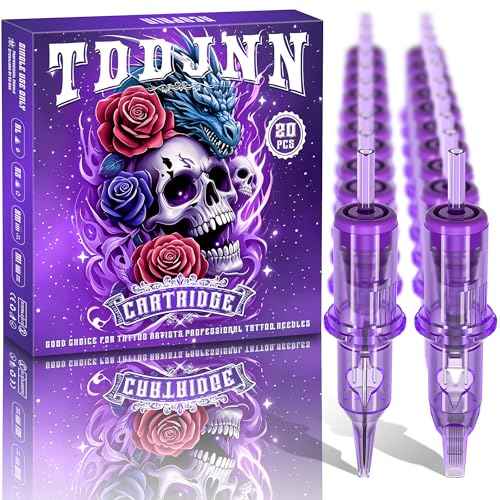 1203RL Disposable Tattoo Cartridge Needles 20Pcs #12 Standard 0.35mm 3 Round Liner Long Taper Size with Membrane Safety Cartridges for Beginners and Professional Tattoo Artists
