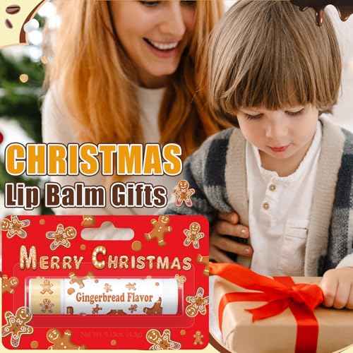 25 Pcs Christmas Peppermint Candy Flavor Lip Balms Bulk Peppermint Candy Gingerbread Hot Cocoa Cookie Cinnamon Flavor Lip Balms Christmas Party Gifts Stocking Stuffers for Employee Staff