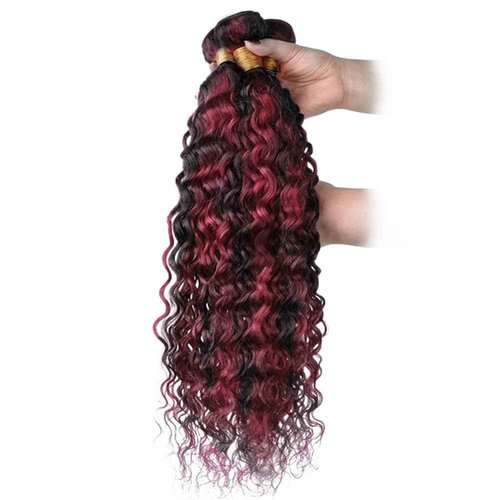 Habiliana Bundles Human Hair 20 22 24 Inch Jerry Curly Wave Burgundy P1B/99J Human Hair Bundles 11A Unprocessed Brazilian Virgin Quick Weave Hair Extensions for Black Women