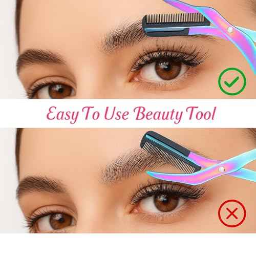 Eyebrow Trimmer Scissor,Eyebrow Trimmer for Women Men,Eyebrow Scissors with Comb,Non-Slip Eyebrow Cutter Eye Brow Razors,Eye Brow Shaper Trimming Scissors Makeup Tool (Black) (Black)