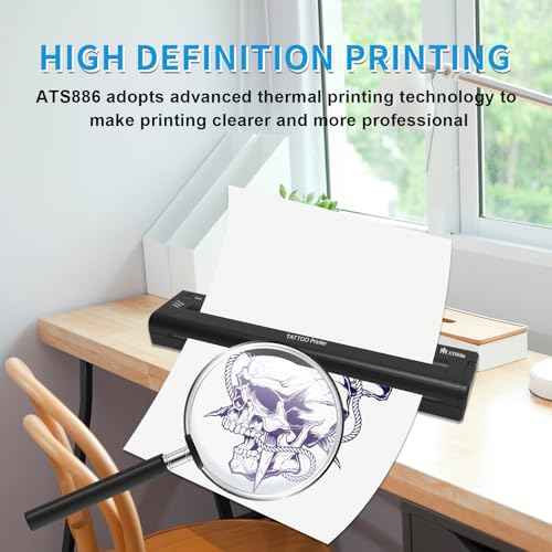 YILONG ATS886 Wireless Tattoo Stencil Printer Portable Bluetooth Thermal Tattoo Machine with 15pcs Transfer Papers Rechargeable Tattoo Printer Kit Compatible with Android, iOS & Windows
