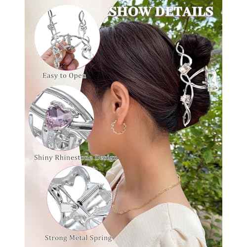 3 PCS Metal Hair Claw Clips Rhinestone Large Hair Clips Strong Hold Non-Slip Hair Barrette for Thick and Thin Hair£¨Wave£©