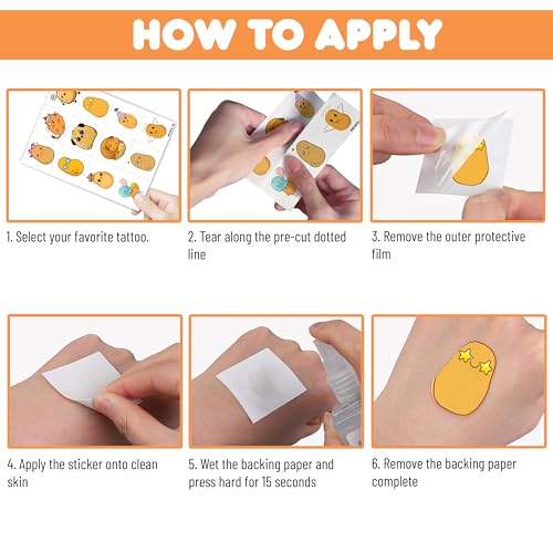 96PCS Potato Pre-cut Temporary Tattoos 8 Sheets Sweet Potato Party Decorations Supplies Favors Chip Potato Theme Birthday Cute Stickers Christmas Gifts for Boys Girls Class School Prizes Carnival