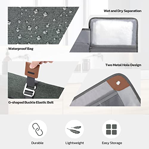 Toiletry Bag for Men, Travel Essentials Travel Toiletry Bag, Water-Resistant Compact Bathroom Roll Organizer for Hygiene, Shaving kit, Gifts for men (5.Mystery Gray(Polyster))