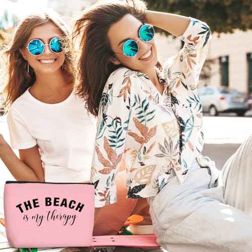 4PCS Beach Vacation Essentials Makeup Bag, Cute Cosmetic Bags for Women, Beach Accessories Travel Toiletry Bag Girls Trip Weekend Gifts for Women Friend Mom Summer Vacation Birthday Mothers Day