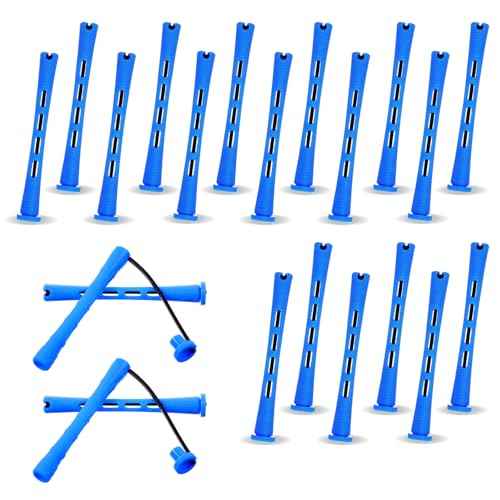 20 Pcs Perm Rods For Short Hair Small Plastic Hair Perming Rods And Rollers Curling Roller Perm Rod Medium For Long Hairs (Blue, 0.35 Inches)