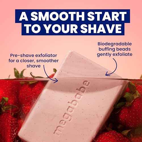 Megababe Bumpy Bar | Pre-Shave Exfoliating Scrub | with Shea Butter, Strawberry Fruit Extract & Ceramides | 4.5 oz