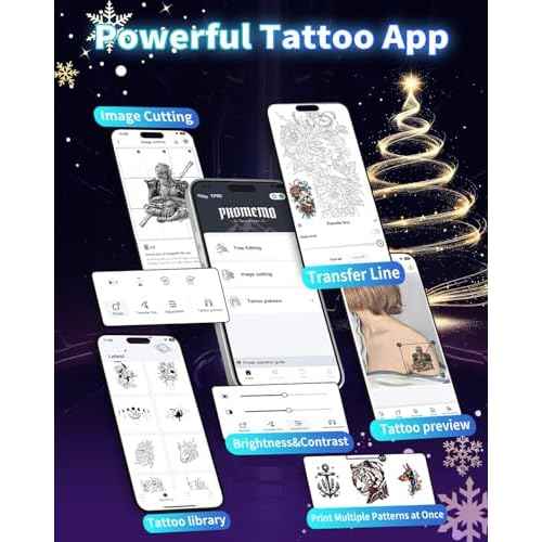 TP88 Wireless Tattoo Transfer Stencil Printer, Thermal Tattoo Machine with 10pcs Free Stencil Paper, Compatible with Smartphone & PC, Portable Printer for Artists & Beginners, Gray