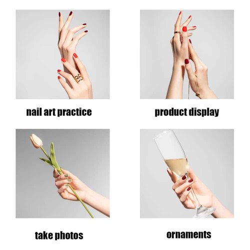 BodhiTCM Realistic Life Size Silicone Female Hand Mannequin for Jewelry Display Nail Art Practice Photography Flexible Fingers Durable Lifelike Fake Hand Model (Pair Hand Without Skeleton, Brown)