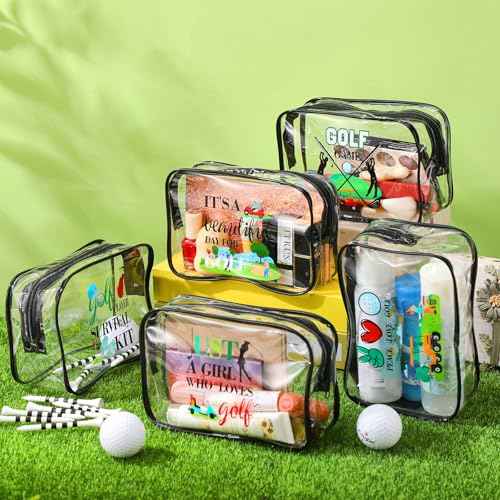 Kacctyen 12 Pcs Golf Pouch for Women 7 x 4. 7 x 2. 4 Inch Christmas Golf Gift Cosmetic Makeup Bags PVC Clear Cheer Case Toiletry Pouch for Women Purse Zipper Bulk Goodie Gifts Accessory Team Party