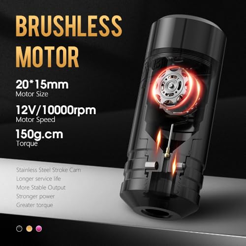 Ambition Torped 36mm Rotary Tattoo Pen Machine with Original 5.5mm Stroke Brushless Motor Tattoo Cartridge Gun Supply for Professional Tattoo Artists (Black)