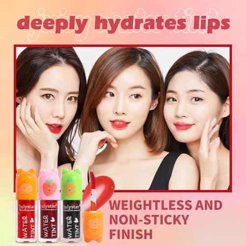 3 Colors Water Based Lip Stain Set£¬Dyeing Lip Liquid Lip Glaze£¬Multi-use Korean Moisturizing Velvet Mini Lip Glaze£¬Vivid Color Lip Stain with Weightless Long lasting Non-Stick Cup Waterproof