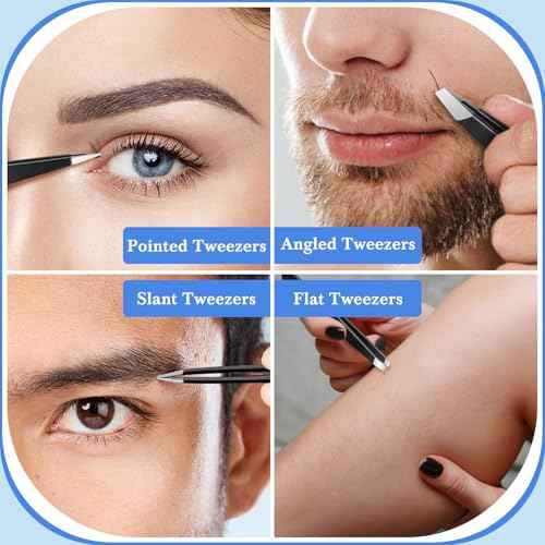 TsMADDTs Eyebrow Kit, 8 in 1 Eyebrow Trimmer Scissors, Tweezers for Women, Razor, Brush with Travel Bag, Tweezers Set for Women and Men, Professional Shaping Grooming Kit