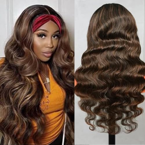 Headband Wigs Human Hair Half Wigs for Black Women 1B30 Color Wear and Go Glueless Bob Headband Wigs Short Straight Wigs 180% Density No lace Headband wig