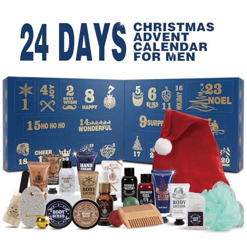 Advent Calendar 2025 for Adults, BODY & EARTH 24-Day Mens Advent Skincare Calendar 24PCS Beard Care Grooming Set, 2025 Beauty Countdown Calendar Christams Holiday Suprise Gift for Dads Boyfriend