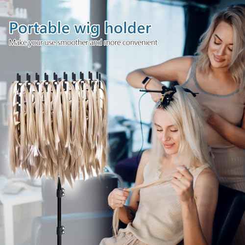 Braiding Hair Rack Standing Extension Holder Hanger, 144 Pegs Divider for Separator Stand Display (Black)