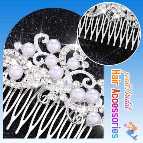 Yean Decorative Bride Wedding Hair Combs with Rhinestones Bridal Hair Accessories for Bridesmaids (Silver)