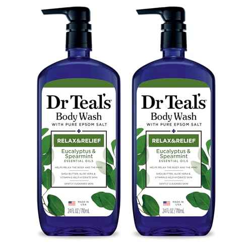Dr Teal's Body Wash with Pure Epsom Salt, Relax & Relief with Eucalyptus & Spearmint, 24 fl oz (Pack of 2)