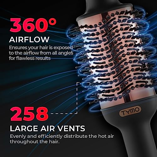 TYMO Hair Dryer Brush Blow Dryer Brush in One, 4 in 1 Ionic Hairdryer and Styler Volumizer with Oval Titanium Barrel, Hot Air Straightener for Smooth Frizz-Free Blowout, Gold