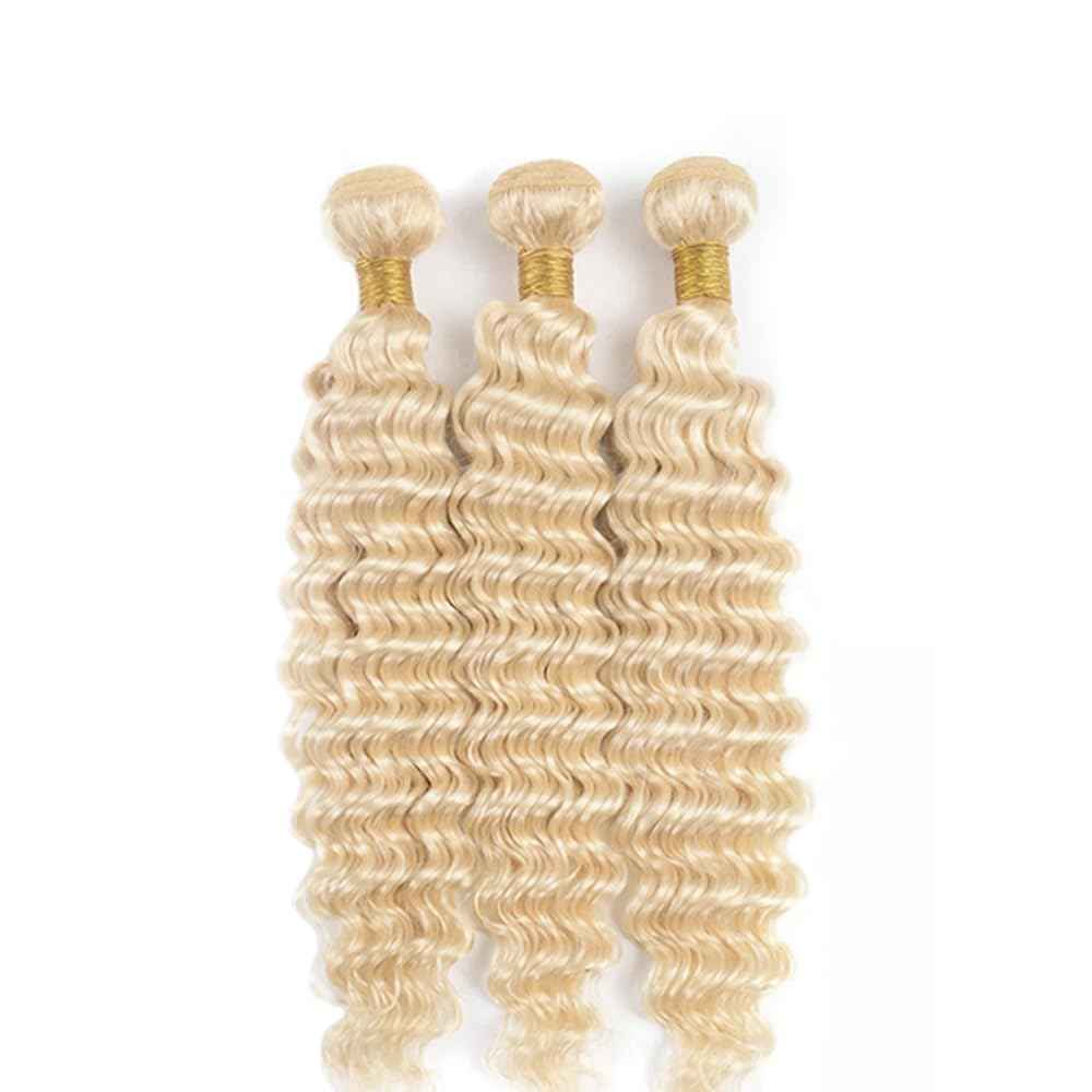 34 34 34 Inch Blonde Deep Wave Bundles Human Hair Brazilian Unprocessed Virgin Hair Color 613 Deep Wave Bundles