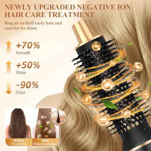 5 in 1 Air Wrap Hair Styler, Upgrade Blow Dryer Brush Hair Dryer Brush Air Curler, Detachable Hot Air Brush Negative Ion Curling Brush Iron