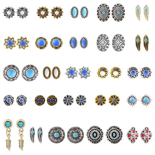 50pcs Turquoise Nail Charms, 3D Vintage Western Nail Gems Cowboy Cowgirl Nails Accessories Supplies for Gel Acrylic Nails Women DIY Manicure Crafts Decoration