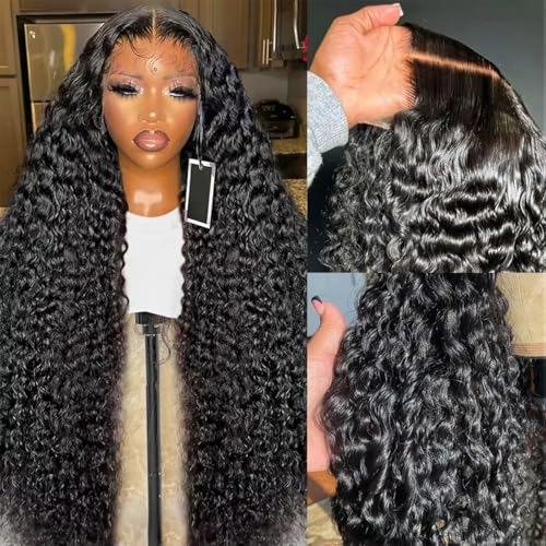 Deep Wave Lace Front Wigs Human Hair Wig for Woman 13x4 Hd Deep Curly Lace Front Wig Human Hair Pre Plucked Deep Wave Lace Frontal Wigs (24 Inch)