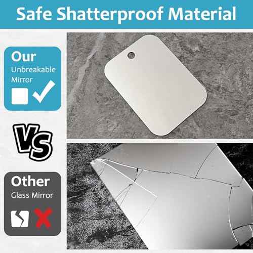 Shower Mirror Fogless for Shaving, No Fog Shaving Mirror, Anti-Fog Makeup Small Mirror Bathroom Accessories Travel Camping, Shatterproof Men's Woma Wall Hanging£¨Medium 7inx5in£©