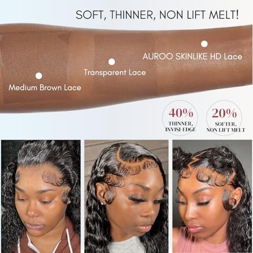 Water Wave Skinlike Real HD Lace 6x6 Closure Only Human Hair, 0.09mm Ultra-thin Invisible Swiss Curly HD Lace Deep Part Closure Pre Plucked 12A Virgin Wet n Wavy Single Knot Natural Black 14Inch