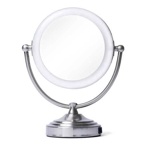 Floxite 1X/10X Magnifying Mirrorr with Light LED Lighted Magnifying Makeup Mirror, Pro-Size Extra Large Vanity Mirror with Outlet, Chrome