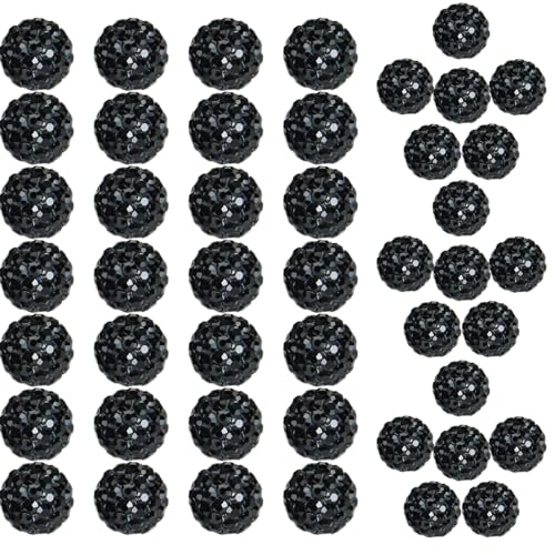 180 pcs Black Rhinestone Beads for Jewelry Making-10mm Round Disco Ball Beads Crystal Baseball Bead Bling Bead for Necklace Bracelet,DIY Craft Supplies,Earring Jewelry Making