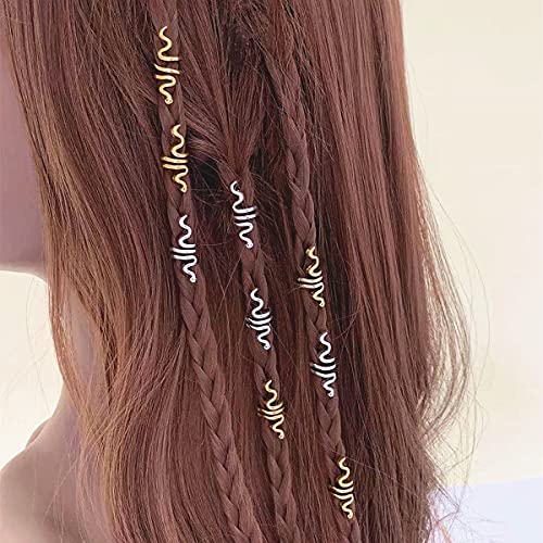 18 Pcs Hair Spiral Beads Snake Braids Coil Dreadlock Metal Cuffs Loc Hair Jewelry Hair Wraps Accessory Clips Decoration