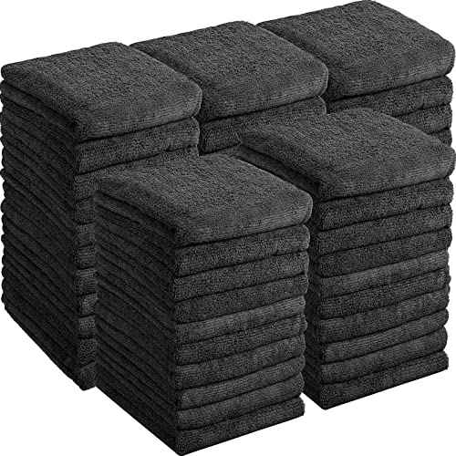 Shimeyao 40 Pack Bleach Proof Towels Microfiber Absorbent Resistant Hair Hand Towels Bulk Quick Dry for Barber Gym Bath Spa Shaving (Black,16 x 29 Inch)