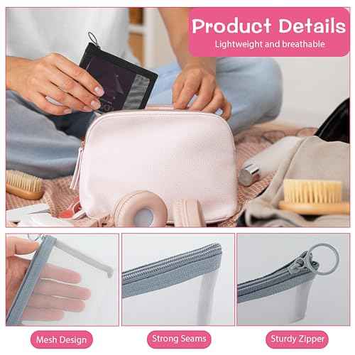 5 Pcs Mesh Zipper Pouch Bags, Small Makeup Bag for Purse Mini Zipper Mesh Bags Cosmetic Travel Toiletry Bag for Daily Toiletries Office Supplies & Cosmetics Travel Accessories