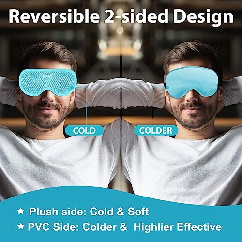 BeeVines Gel Eye Mask, 2 Pack Cooling Ice Masks for Puffy Eyes for Men & Women, Cold & Warm Compress for Post Surgery, Puffiness, Allergies, Sinuses & Migraines Treatment(Blue & Purple)
