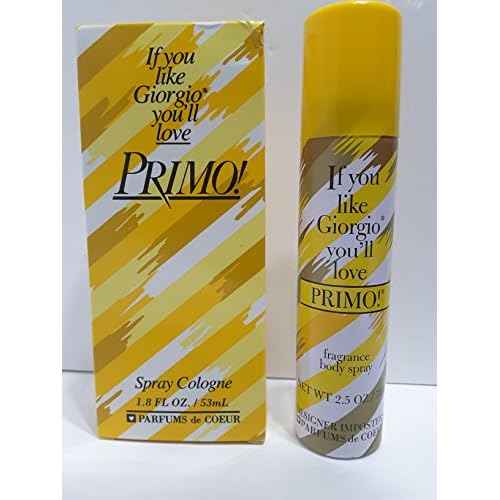 Primo By Parfums De Coeur For Women. Cologne Spray 1.8-Ounce and Fragrance Deodorant Body spray 2.5 Oz bundle