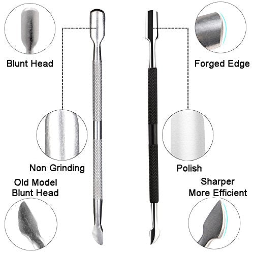 Ejiubas Cuticle Trimmer with Cuticle Pusher Cuticle Nipper Professional Grade Stainless Steel Cuticle Remover Cutter Clipper Durable Pedicure Manicure Tools (Black)