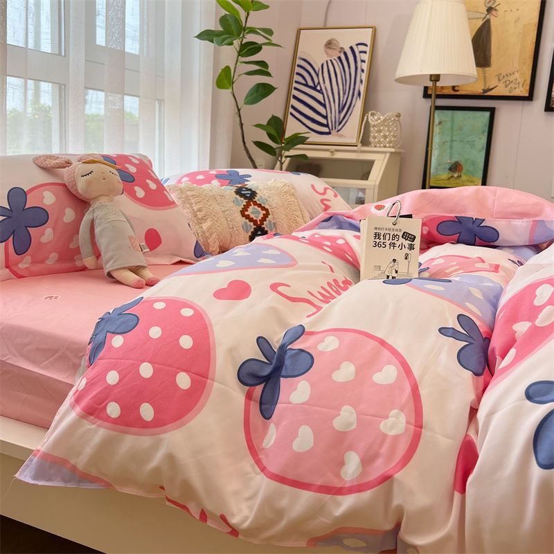 Washed Cotton Bed Sheet Quilt Cover Set - Multiple Sizes & Patterns