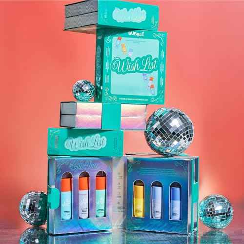 Bubble Skincare The Wish List Mini Skincare Essentials Gift Set - Includes Gel Cleanser, Vitamin C & Hyaluronic Serum, Eye Cream, Water Cream & Face Moisturizer - Travel Size Skin Care (6 Count)