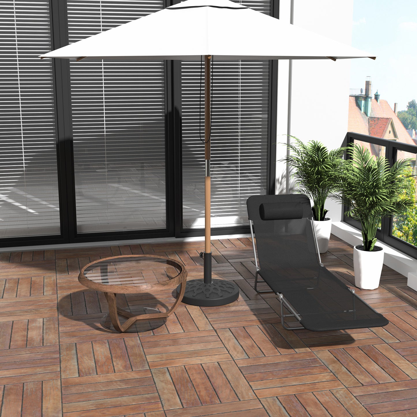 Folding Chaise Lounge Chair - Outdoor Reclining Pool Chair with Pillow, Black