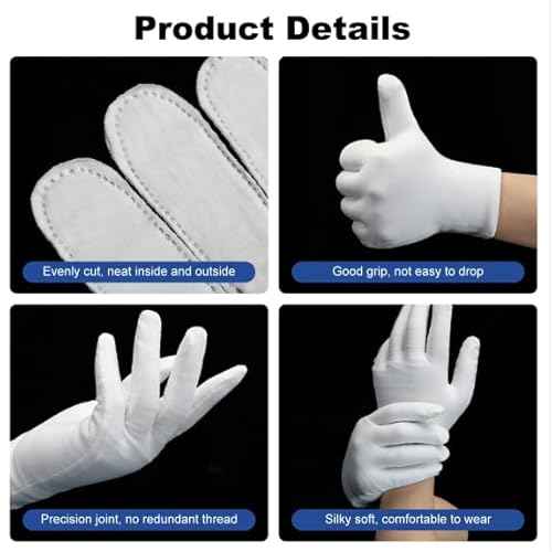 3 Pairs White Cotton Gloves, Premium Cotton Gloves for Dry Hands Sleeping, White Gloves for Moisturizing Hands Women and Men, Cloth Gloves for Eczema, Spa Glove for Lotion Overnight by Htaexpu