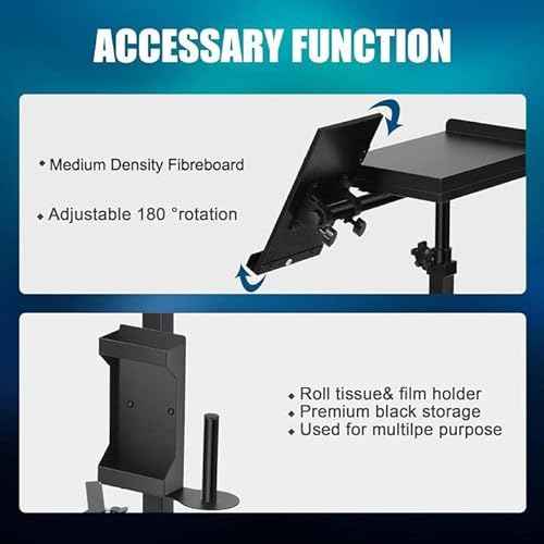 POARMEEY Tattoo Tray Cart on Wheels with Extension Rotatable Tattoo Table Station Versatile Rolling Tool Tray for Tattoo Artist Studio and Beauty Salon